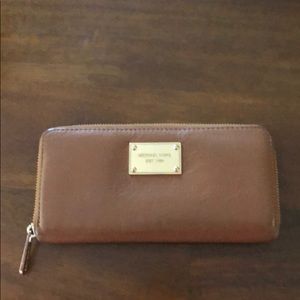 Michael Kors Leather Zip Around Wallet - Camel